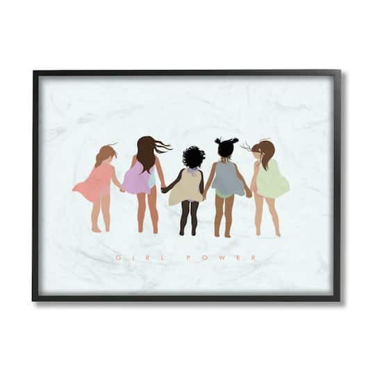 Stupell Industries Girl Power Phrase Inclusive Caped Superheroes Framed Wall Art